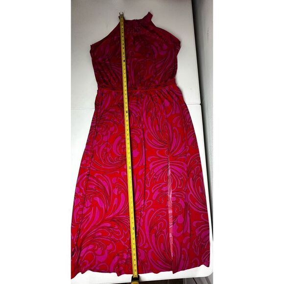 MICHAEL KORS Cynthia Paisley Halter Maxi Dress Radiant Pink Size 1X - Picture 11 of 16